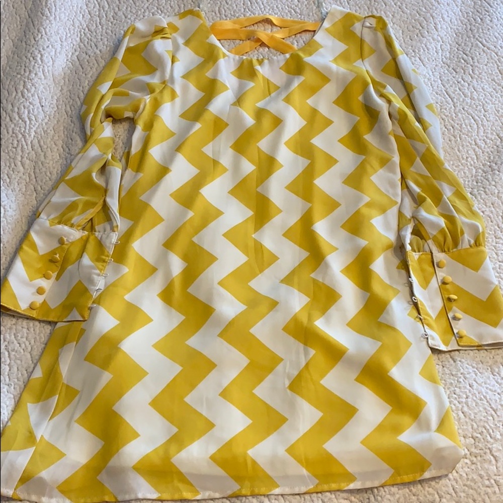 Chevron patterned yellow dress